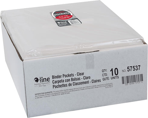 C-Line Side Loading Poly Binder Pockets, 1" Gusset, Clear, 10 Packs of 5 Pockets