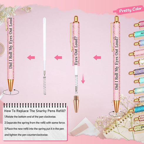 Snarky Funny Office Pens, 12 Pcs Negative Sarcastic Quotes Ballpoint Pens with Stylus Tip for Colleagues, Black Ink