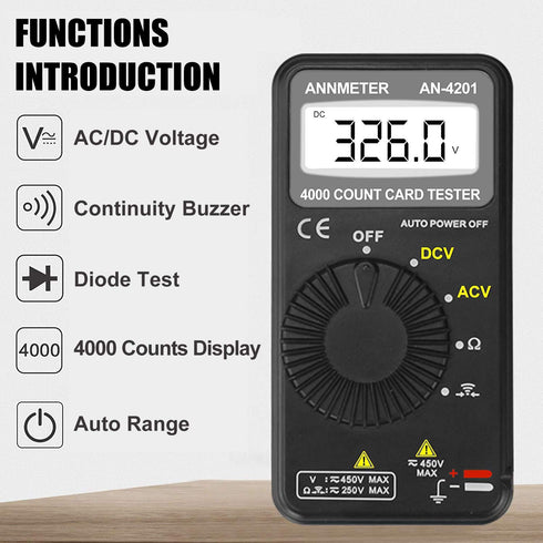AIOMEST Digital Multimeter, Pocket Voltmeter Ohmmeter for Measuring AC&DC Voltage Resistance Continuity Buzzer Test