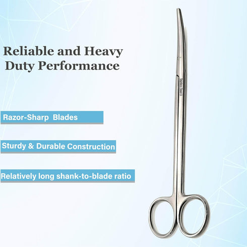 (7" Metzenbaum Dissecting Scissors with Gold Rings- Long Slim Precision Scissors made of Medical Grade Premium Quality