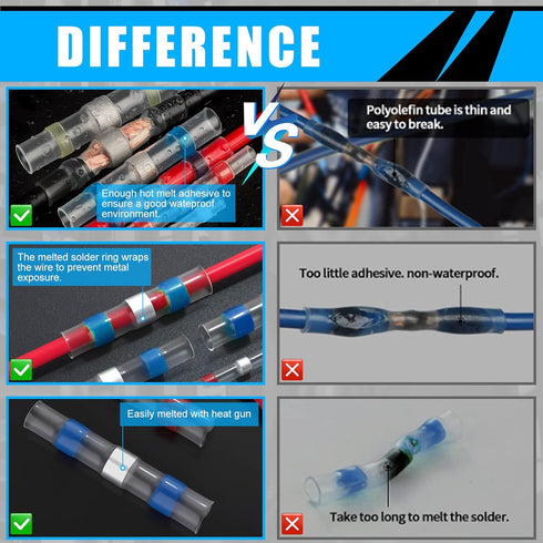 450PCS Solder Stick Seal Wire Connectors, Marine Grade Heat Shrink Waterproof & Insulated Electrical Butt Terminals