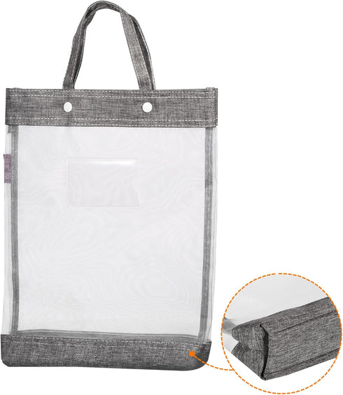 PATIKIL Nylon Document Bag with Handle, Mesh Transparent Handbag for Office Business, Gray
