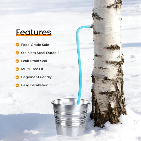 ANATIA 4PCS 2 Maple Syrup Tapping Kit with Stainless Steel Maple Taps Food Grade Tubing Cleaning Brushes Maple Birch