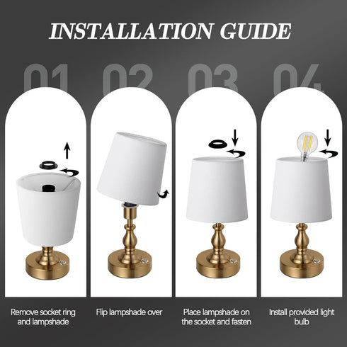 5200mAh 3-Level Dimmable PARTPHONER Mini Cordless LED Table Lamp, Rechargeable Battery Operated Lamp, Brightness, Touch