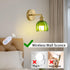1 Pack, 12 Inch Vintage Battery Operated Wall Sconce Green Tulip Glass Shade Gold Wall Lamp with Cable Switch, Modern