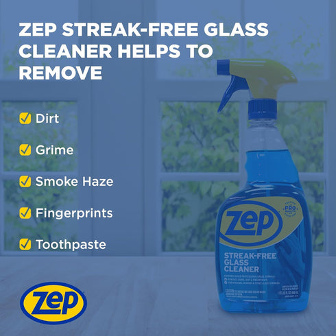 32 Oz 12) ZU112032- Zep Streak-Free Glass Cleaner - (Case of Professional Grade Formula that Cleans Dirt, Fingerprints