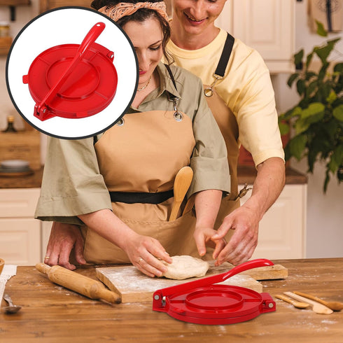 PERSELOSO Aluminum Alloy Tortilla Press Dough Tortilla Presser Manual Corn Flour Pressing Tool for Home Kitchen Red