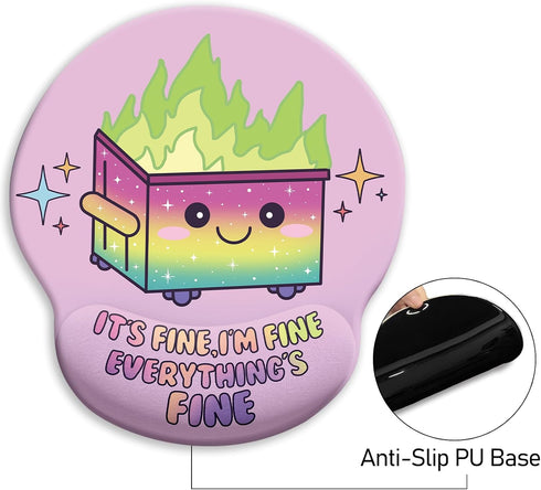 Blusabaca Dumpster on Fire Mouse Pad with Wrist Rest, Funny Cute Ergonomic Mouse Pads for Desk Wrist Support, Mousepad