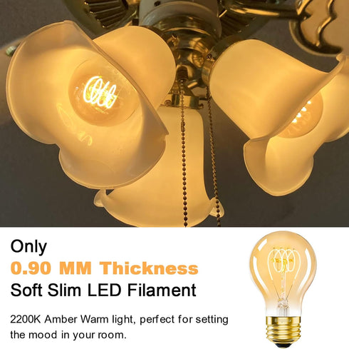 A19 E26 Bulbs 6W 60 6 Pack Dimmable E26 Bulbs 2200K, A19 Bulb 400LM Vintage Edison LED Equivalent Watt, LED Edison