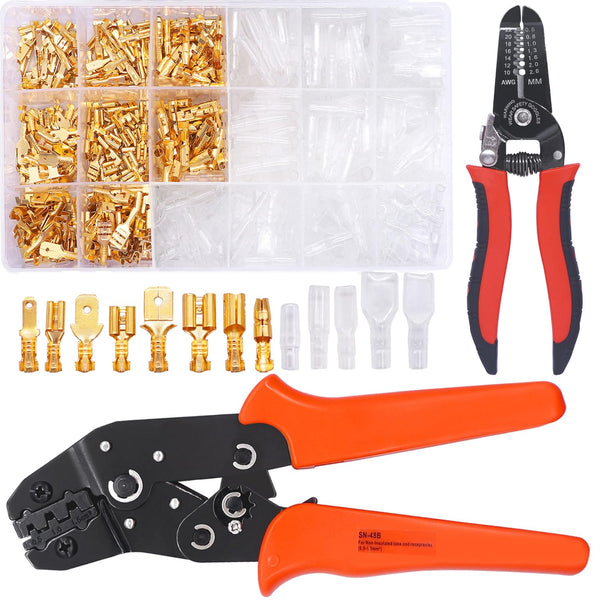 Twidec 642Pcs Quick Splice Male and Female Wire Spade Connector Kit with Crimping Pliers for Electrical Wiring