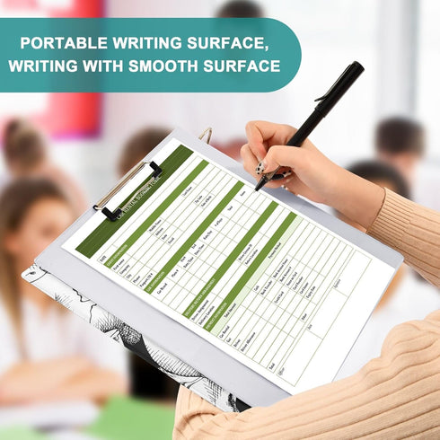 Naanle 1.5’’ 3-Ring Binder with Clipboard, 3 Clear Inside Pockets, Decorative Hardcover for School Home Supplies,