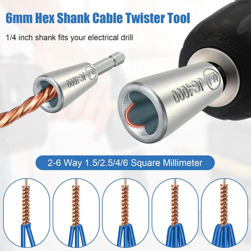 Feekoon Wire Twisting Tool, 3 Way/5 Way Wire Stripping Tool and Hex Shank Cable Twister for Power Drill