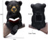 Sitting Bear Tree Hugger with Solar LED Light - Baby Bear Reading Book Garden Statue for Lawn, Yard, Patio Decor