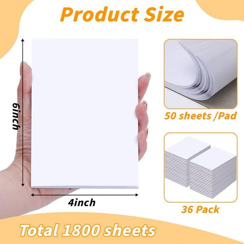4x6, 36 Pack 4x6, 50 4 6, Note Pads Small NotePads, Server Pads, Scratch Pads Memo Pads White Paper, Sheets per Blank