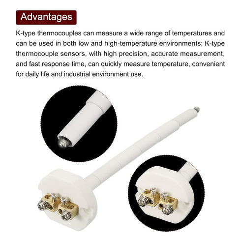 MECCANIXITY K Type Ceramic Kiln Furnace Probe Thermocouple Sensor for High Temperature -50 to 1100°C