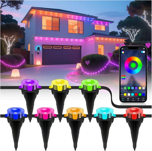 Wisada Outdoor Ground Lights 100FT, RGB Permanent Outdoor Lights with Bluetooth & APP