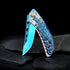 Pocket Knife for Men, Cool Folding Knife with 3D Blue Dragon Embossed Relief, Great EDC Gift for Outdoor Survival