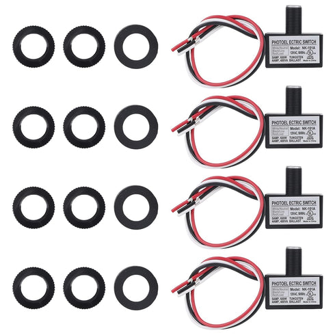 BTFO 4 Pcs 105V-130V AC Photocell Light Sensor Switch with 8 Nuts and