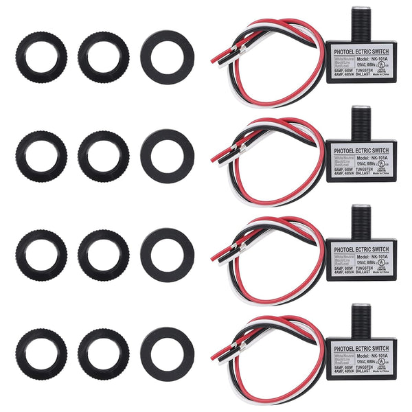 BTFO 4 Pcs 105V-130V AC Photocell Light Sensor Switch with 8 Nuts and