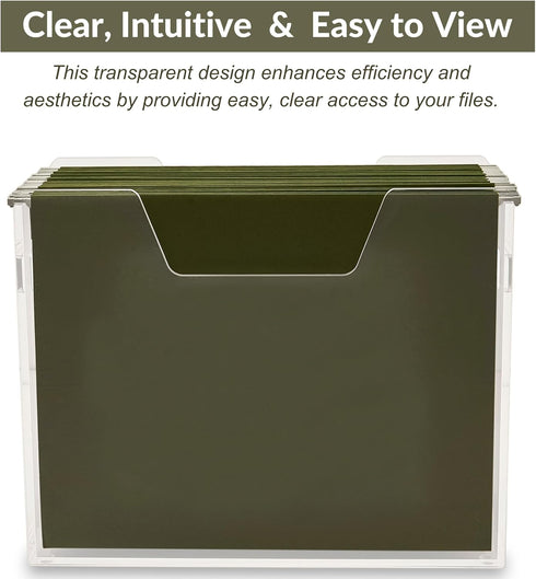 Acrylic File Holder - Clear Hanging File Organizer Box, Modern Acrylic File Folder Organizer, Lucite Hanging File Crate