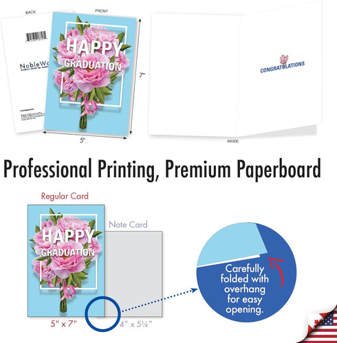NobleWorks Happy Graduation Card with Envelope - High School or College Congratulations Notecard (Grad C3532GDG)