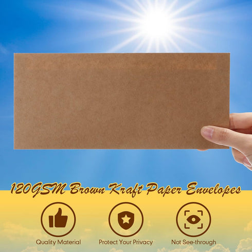 Jutom 500 Pcs Kraft Envelopes, Letter Size Bulk #10 Business Security Envelopes, 4-1/8 x 9-1/2 in Flap