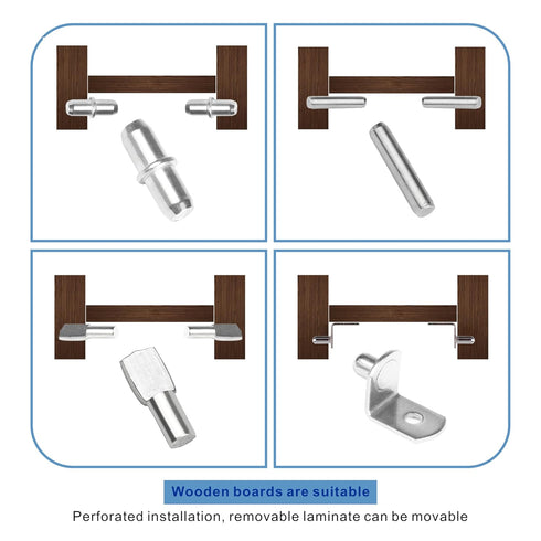 Fuvylonk 108 Closet 4 5mm 1/4inch Pcs Shelf Pins Kit, Metal Nickel Plated Shelf Support Pin, Bookshelf Pegs Cabinet