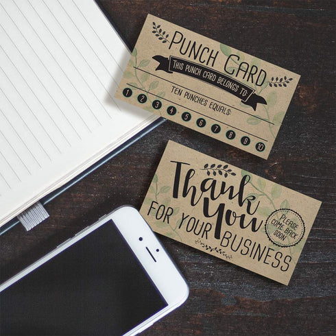 Punch Cards for Loyalty Rewards – Set of 50 Blank Vouchers for Small Business, Coffee Shop, Salon Promotions