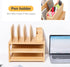 Homde Bamboo Desk Organizer with 3-Tier File Holder, Adjustable Pen Holder, Natural Desktop Storage for Office Home