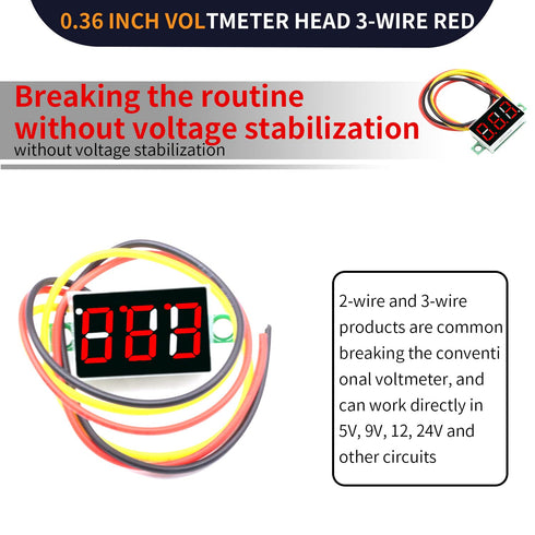 8Pcs Red 0.36 Inch DC LED Voltage Display Voltmeter, Digital DC Meter Head for Variable Power Display