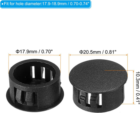 PATIKIL 18mm Plastic Hole Plugs, 30Pcs Round Hole Plugs Cover for Table Kitchen Cabinet Furniture, Black