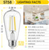 Edison Light Bulbs 60W Equivalent, Dimmable Vintage LED Light Bulbs, E26 Medium Base, Cool White 4000K, ST58, 6W, 750LM, 90+ CRI, Antique Decorative Filament LED Bulb, Clear Glass, 8 Pack by Gozelux