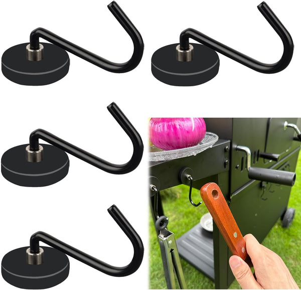 4 Pack Heavy Duty Magnetic Grill Hooks, Powerful Hooks for Grill Utensils, Kitchen Office Refrigerator