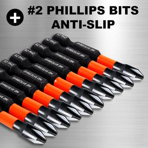 10-Pack Phillips Bits #2 Impact Magnetic, 2-Inch Long PH2 Bits, Premium S2 Alloy Steel Drill Bits