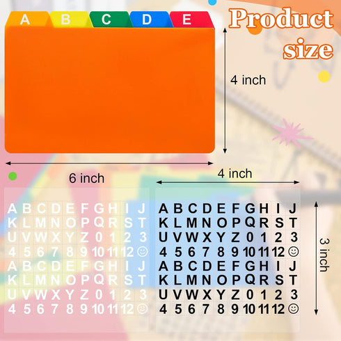 Lewtemi 50 Pieces Index Card Dividers Index Card Guide Set with Tabs Alphabet Tabbed Index Cards Guides Self Adhesive Number Stickers for Office Recipe Business Classroom(Multi Color, 4 x 6 Inch) by Lewtemi