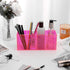 HappyDino Acrylic Pen Holder, Colored Pencil Cup Storage, Makeup Brush Holder, Thickened Version, Neon Pink