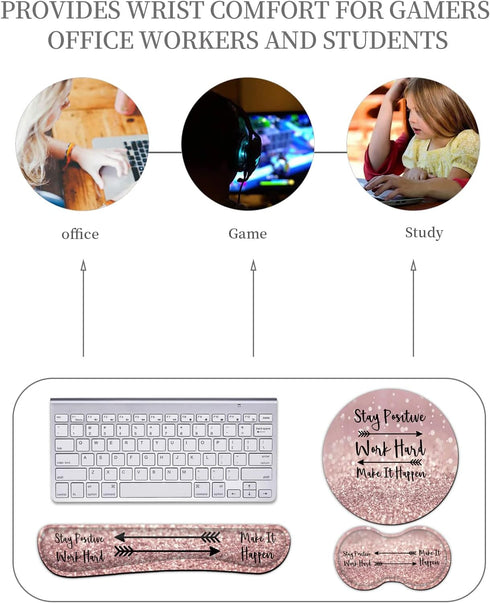 Ergonomic Mouse Pad with Wrist Support Set and Keyboard Wrist Rest Set for Laptop, Gaming, Office, Comfortable Pain