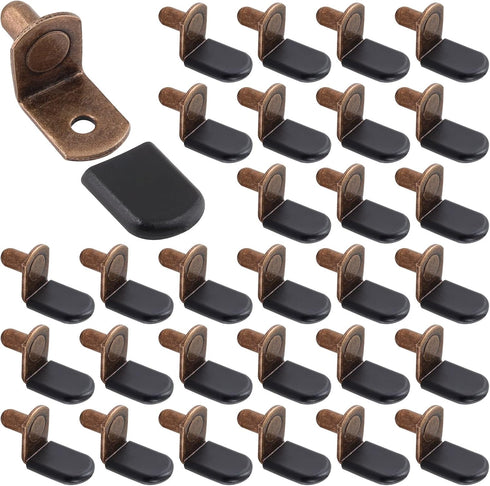 Biaungdo 30 Pcs Shelf Support Pegs, 1/4 Inch L-Shaped Clips with Rubber Sleeve,