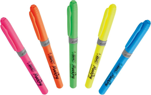 Bic Highlighter Grip Pens, Green, Box of 12