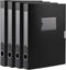 HUA JIE A4 Storage File Boxes, Plastic Archives Cases with Lid, Document Storage Filing Box for Office, Black (Pack of