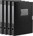 HUA JIE A4 Storage File Boxes, Plastic Archives Cases with Lid, Document Storage Filing Box for Office, Black (Pack of
