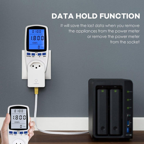 US Plug Multi Functional Power Meter, Backlight Monitor for Voltage Electricity Measurement, Home Tools Kits