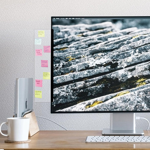 Multifunctional Computer Monitor Standby Message Board, Transparent Memo Creative Display Side Panel, 1 Set (Left &