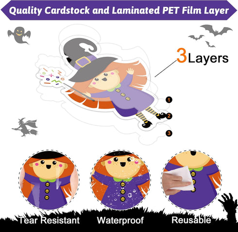 Halloween Classroom Bulletin Board Decorations - Cutouts Trick or Treat Pumpkin, Bat, Witch, Ghost, Castle