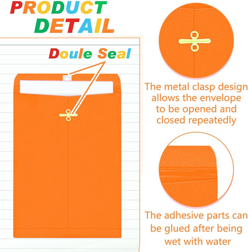 Geyee 300 Pcs 6 x 9 Inch Clasp Envelopes Manilla Gummed Mailing Envelopes 28lb Kraft Clasp Closure for Storing or