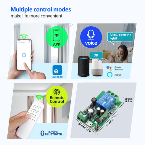 DieseRC 1 Channel WiFi Smart Switch, DC 5V 12V 24V 36V Passive Output Relay Module Ewelink APP WiFi Control Compatible with Alexa/Google Home, Inching/Self-Locking Switch
