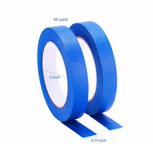Lichamp Blue Painters Tape, 3/4 inch, 2 Pack, 3/4 inch x 55 Yards x 2 Rolls (110 Total Yards)