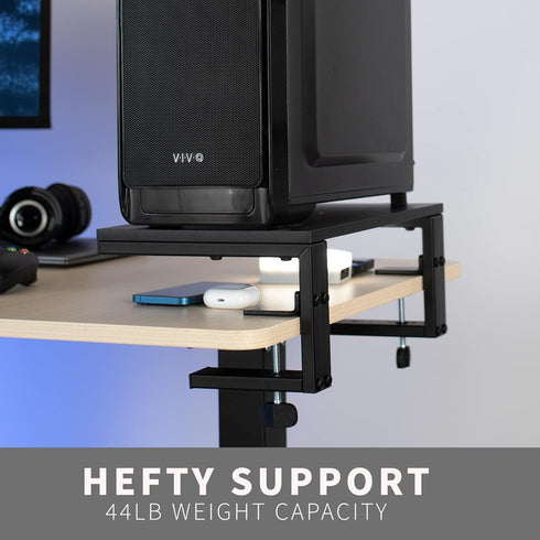 VIVO Clamp-on 15 inch Desk Extension Shelf for Gaming Devices, Ergonomic Monitor Riser and Desktop Organizer