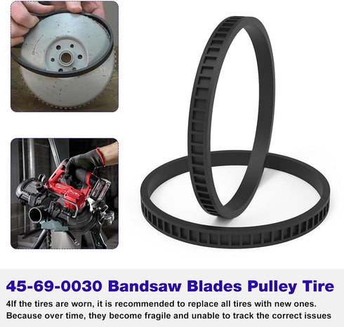 4 Pack 45-69-0030 Blades Pulley Tires For Milwaukee Bandsaw Series 2629-20 6242-6 2429-2 by JIOTAR
