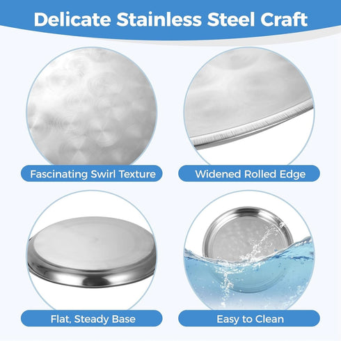 Sacolin 2 14 Inch 16 Inch Seafood Trays for Seafood Barbecue, Pcs Seafood Platter Round Trays, Stainless Steel Serving